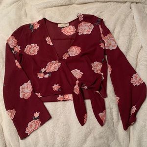 Floral Bell Sleeve Wrap Top - WORN TWICE
